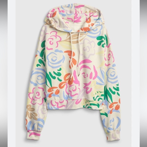 GAP Sweaters - GAP vintage soft cropped hoodie colorful floral print M tall